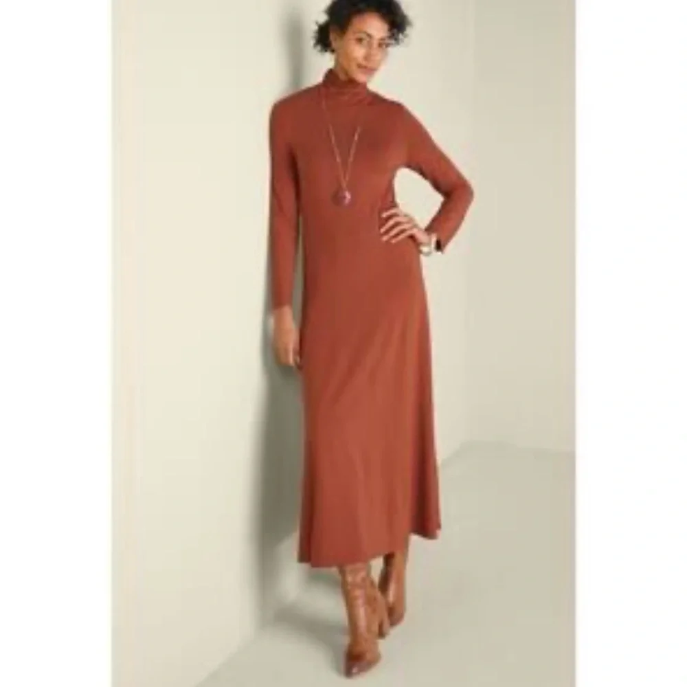 Soft Surroundings Jersey Knit Midi Dress Orange Size Small - Picture 1 of 6